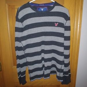 Striped American Eagle Long Sleeve Shirt